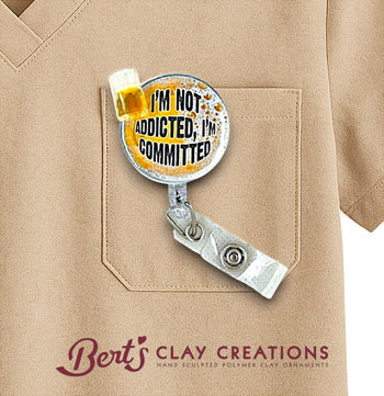 Weekend Forecast Beer Badge Topper – Swappable Clay ID Clip – Funny Beer Lover Gift – Handmade Work Accessory